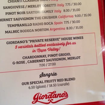 Giordano's - Special wine - Pizza Near Me - Chicago, Illinois Giordano's - Special wine - Pizza Near Me - Chicago, Illinois
