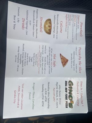 Menu photo 1 Ginos Real New york Pizza Myrtle Beach, SC Menu photo 1 Ginos Real New york Pizza Myrtle Beach, SC