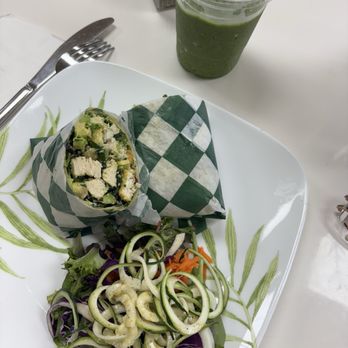 Food For Thought - Chickn Caesar wrap and salad vegan - Juice Bars & Smoothies Near Me - Marathon, Florida