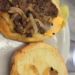 Bates Burgers - Inside of the cheeseburger.