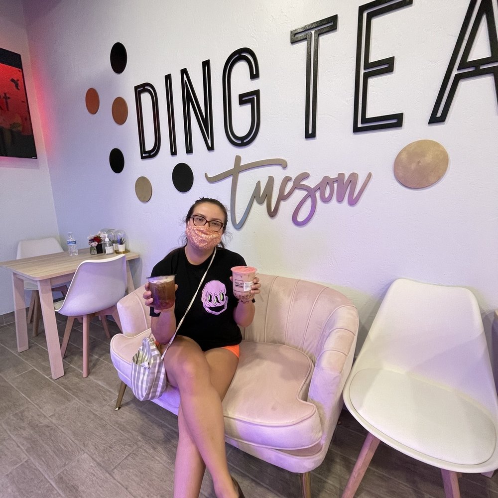 Ding Tea Tucson - I ordered a strawberry milk tea with golden boba and a lychee oolong tea! - Bubble Tea Near Me - Tucson, Arizona