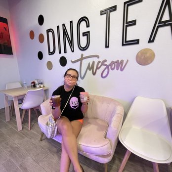 Ding Tea Tucson - I ordered a strawberry milk tea with golden boba and a lychee oolong tea! - Bubble Tea Near Me - Tucson, Arizona