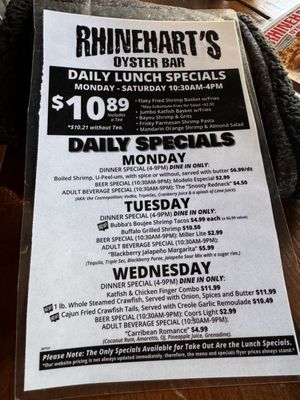 Menu photo 2 Rhinehart's Oyster Bar Evans, GA Menu photo 2 Rhinehart's Oyster Bar Evans, GA