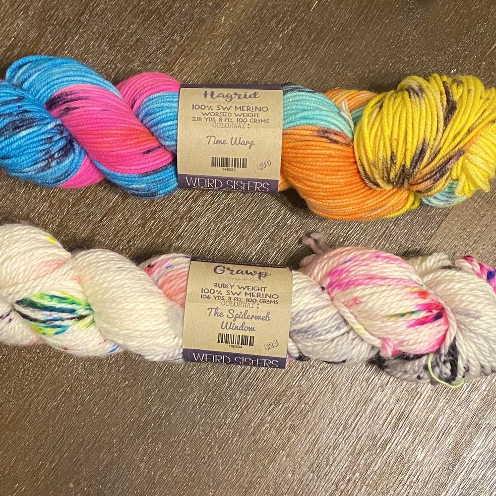 Weird Sisters Wool Emporium - Two skeins of yarn - Knitting Supplies Near Me - Aberdeen, Washington Weird Sisters Wool Emporium - Two skeins of yarn - Knitting Supplies Near Me - Aberdeen, Washington