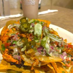 Amigo Nachos with a Horchata