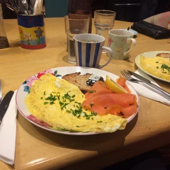 Food Game - Delicious omelette and smoked salmon with a cup of green tea - Breakfast & Brunch Near Me - Dublin, D Food Game - Delicious omelette and smoked salmon with a cup of green tea - Breakfast & Brunch Near Me - Dublin, D
