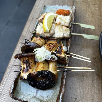 Rintaro - yakitori eringi (grilled king trumpet mushrooms) and yakitori negima (grilled chicken) - Izakaya Near Me - San Francisco, California Rintaro - yakitori eringi (grilled king trumpet mushrooms) and yakitori negima (grilled chicken) - Izakaya Near Me - San Francisco, California