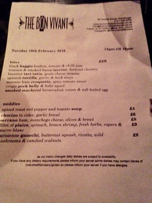 Menu photo 4 The Bon Vivant Edinburgh, EDH Menu photo 4 The Bon Vivant Edinburgh, EDH