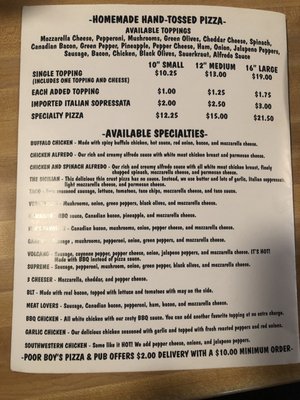 Menu photo 1 Poor Boy's Pizza & Pub Rock Island, IL