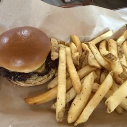 Single patty and fries for the kids Single patty and fries for the kids
