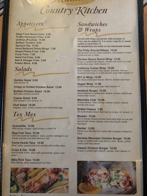 Menu photo 1 Mammie's Country Kitchen Unity, ME