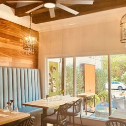 The Wine Room - View to outside patio and garden seating