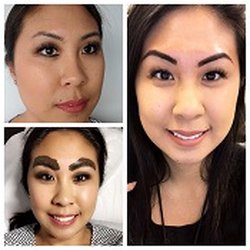 iBrowEmpress - This was my initial session done on 5/14/18. Top left: where I started, bottom left: letting the pigment sit, Right: immediate results.