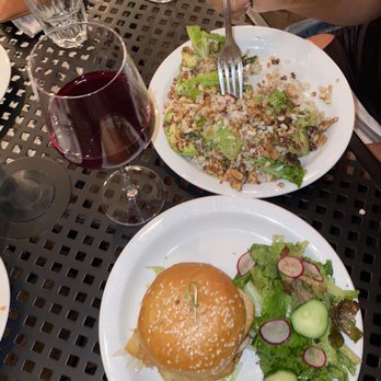 The Essential - 5 Grain Salad and the Fish Sandwich with Amore Rosso wine - Bars Near Me - Birmingham, Alabama The Essential - 5 Grain Salad and the Fish Sandwich with Amore Rosso wine - Bars Near Me - Birmingham, Alabama