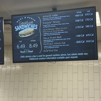 Kroger Marketplace - The menu for the sub sandwiches - Grocery Near Me - Houston, Texas