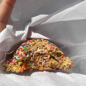 The Bearded Baker - Razzle Dazzle - rainbow sprinkles on the outside, rice krispies & marshmallow on the inside. - Macarons Near Me - Brooklyn, New York