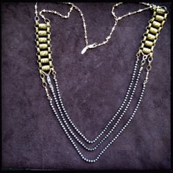 Ponomo - Ponomo Sword Chain Necklace- antique gold sword chain and sterling beaded chain