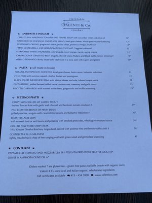 Menu photo 5 Valenti & Co San Anselmo, CA