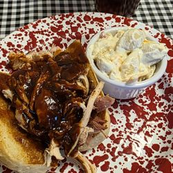 Moose Creek BBQ - Pulled chicken with side of mac salad.