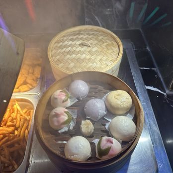 Galaxy Hot Pot And Grill - Steamed buns next to deep fried station - Hot Pot Near Me - Des Plaines, Illinois