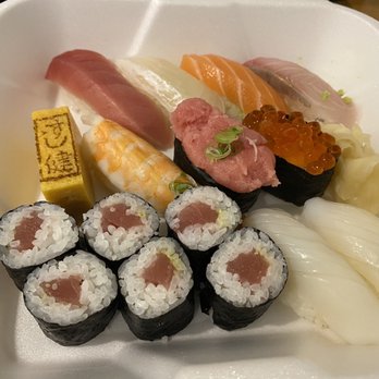Sushi Ken - I got the premium nigiri takeout ($25) and an order of squid nigiri. It came with a miso soup that is not pictured. - Sushi Bars Near Me - Torrance, California Sushi Ken - I got the premium nigiri takeout ($25) and an order of squid nigiri. It came with a miso soup that is not pictured. - Sushi Bars Near Me - Torrance, California