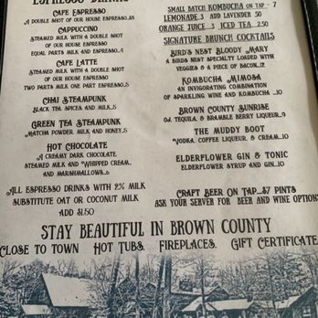 Bird's Nest Cafe - Beverage menu - Breakfast & Brunch Near Me - Nashville, Indiana
