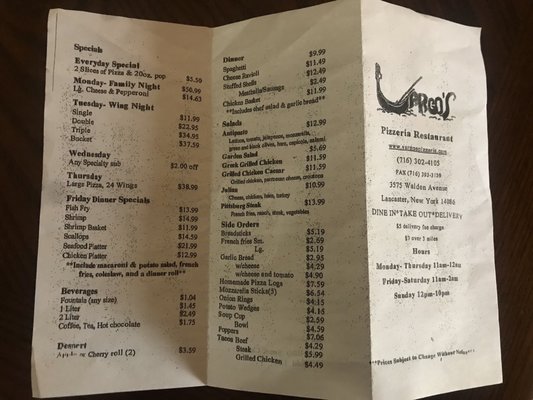 Menu photo 2 Vargos Pizzeria Lancaster, NY
