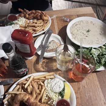 Brophy Bros - Fish and Fish & Chips-Beer Battered Clam Chowder & House Salad Combo - Seafood Near Me - Santa Barbara, California Brophy Bros - Fish and Fish & Chips-Beer Battered Clam Chowder & House Salad Combo - Seafood Near Me - Santa Barbara, California