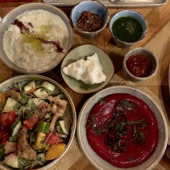 Maydan - Beiruti Hummus (watery), Fatoush Salad (basic), Beet Borani (way too sweet and watery) - Moroccan Near Me - Washington, DC, District of Columbia Maydan - Beiruti Hummus (watery), Fatoush Salad (basic), Beet Borani (way too sweet and watery) - Moroccan Near Me - Washington, DC, District of Columbia