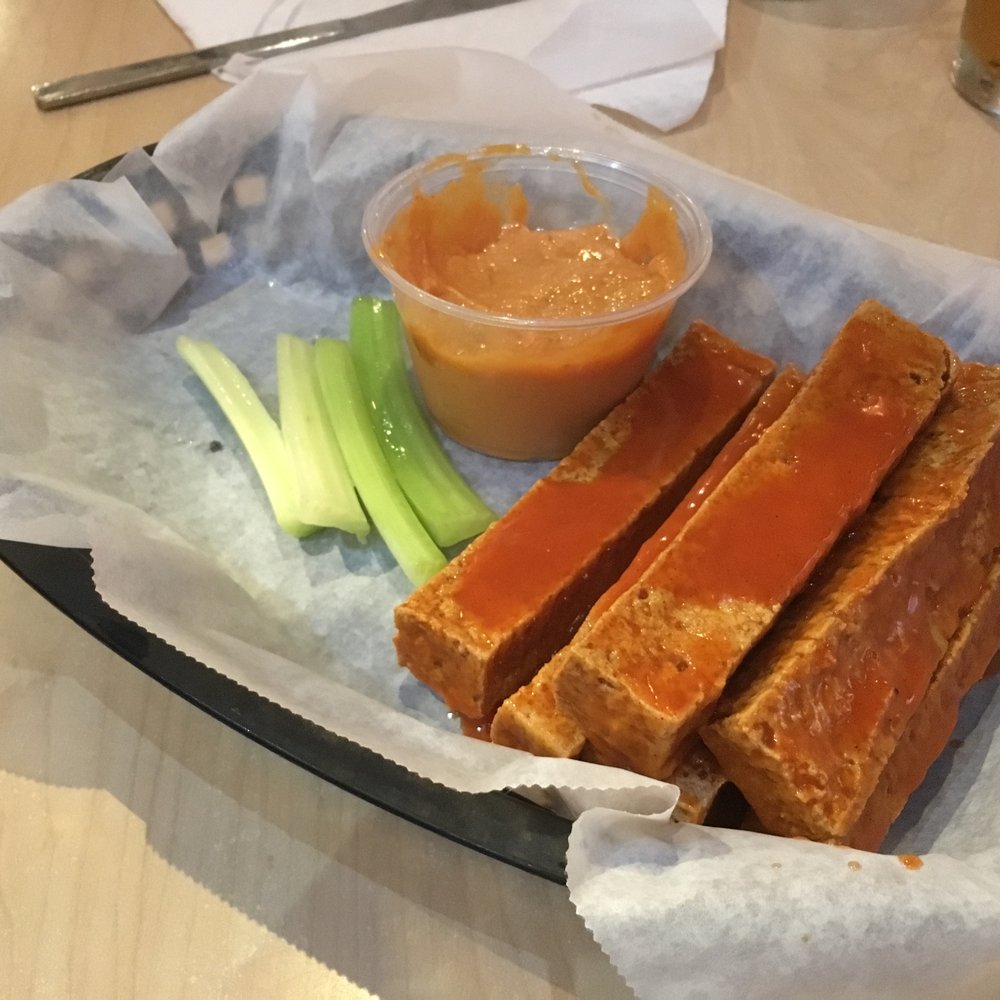 R P Tracks - buffalo tofu fingers, subbed the vegan tomato dijon aioli for the usual ranch/bleu cheese options - American Near Me - Memphis, Tennessee R P Tracks - buffalo tofu fingers, subbed the vegan tomato dijon aioli for the usual ranch/bleu cheese options - American Near Me - Memphis, Tennessee