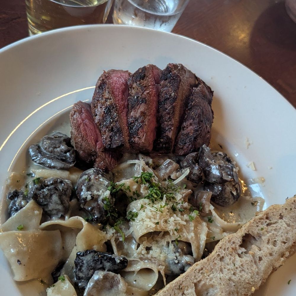 Steak and mushroom papadelle Steak and mushroom papadelle