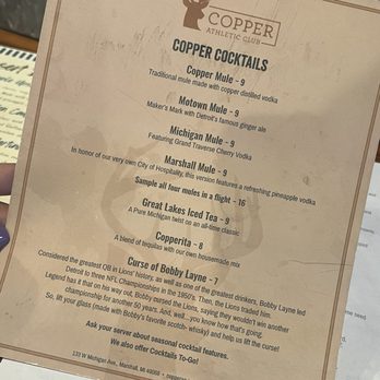 The Copper Athletic Club - Drink Menu - Sports Bars Near Me - Marshall, Michigan The Copper Athletic Club - Drink Menu - Sports Bars Near Me - Marshall, Michigan
