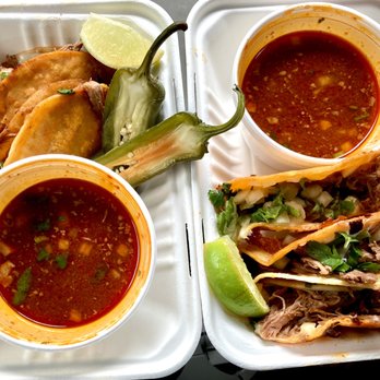 La Birria - Left: Hell Fire Tacos ($12 for 2) Right: Birria Queso Pack ($12 for 3) - Mexican Near Me - Aiea, Hawaii La Birria - Left: Hell Fire Tacos ($12 for 2) Right: Birria Queso Pack ($12 for 3) - Mexican Near Me - Aiea, Hawaii
