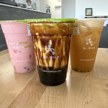 Mr Wish Herndon-Reston - Strawberry Fruit Sorbet, Black Tiger Milk, Wish Special Fruit Tea - Bubble Tea Near Me - Herndon, Virginia