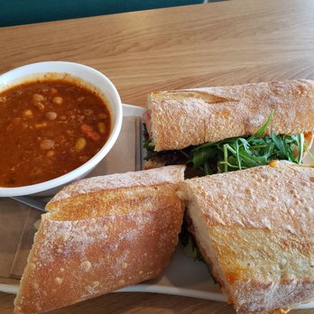 Panera Bread - New toasted baguette and chili soup (pick up 2) - Salad Near Me - Gaylord, Michigan