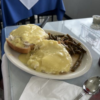 Mykonos - Open face Turkey , mashed potatoes & green beans. - Greek Near Me - Taylor, Michigan