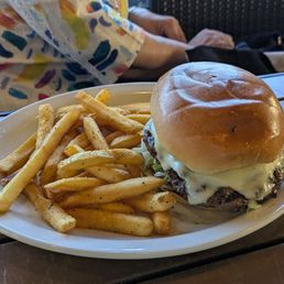 Hamburger and fries.