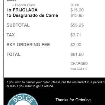 Dolce & Salato - This clearly shows you I placed an order and they wouldn't honor it and I showed them the charge in my card!!! Bad customer service! - Colombian Near Me - Englewood, New Jersey Dolce & Salato - This clearly shows you I placed an order and they wouldn't honor it and I showed them the charge in my card!!! Bad customer service! - Colombian Near Me - Englewood, New Jersey