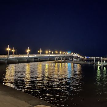 Bridge of Lions - Beautiful nighttime shot of the night lights reflecting on the river below. - Landmarks & Historical Buildings Near Me - St. Augustine, Florida Bridge of Lions - Beautiful nighttime shot of the night lights reflecting on the river below. - Landmarks & Historical Buildings Near Me - St. Augustine, Florida