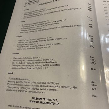 U Parlamentu - Menu - Czech Near Me - Prague, Puerto Rico