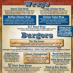 The Blue Goose Sports Café - Wraps and Burgers