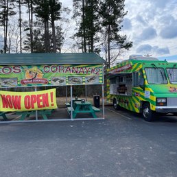 Taco truck and outdoor seating