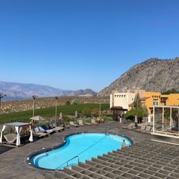 The view from the restaurant overlooking the pool The view from the restaurant overlooking the pool