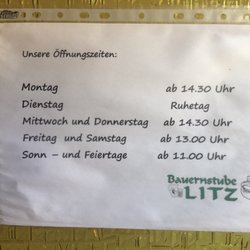 Bauernstube Litz - Öffnungszeiten
