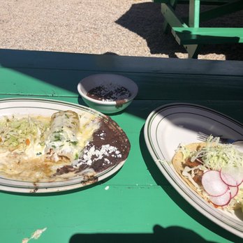 El Molino Central - Enchilada suiza side of beans and fish taco! - Mexican Near Me - Sonoma, California