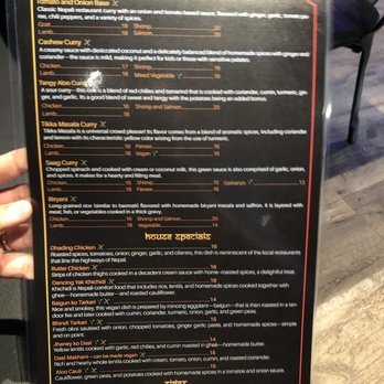 Dancing Yak - Menu - 2 of 2 - Himalayan/Nepalese Near Me - San Francisco, California
