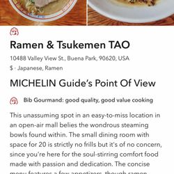Ramen & Tsukemen TAO - Michelin Bib Gourmand