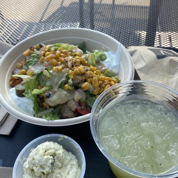 CAVA - Hot Honey chicken bowl, crazy feta and cucumber lime drink - Salad Near Me - Jacksonville, Florida
