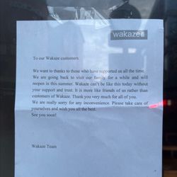 Wakaze - Temporarily closed as of 21/7/22.
