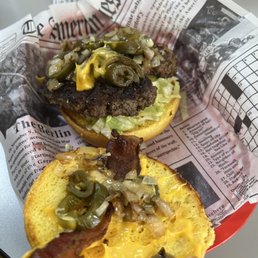 Burger comes open face Burger comes open face